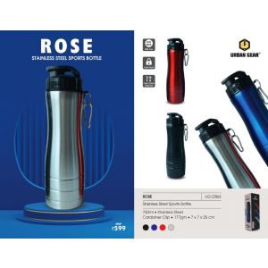 Stainless steel Water Bottle with Carabiner Clip (Rose)