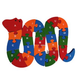 Wooden Snake Puzzle Toy with Alphabets and Numbers for Kids