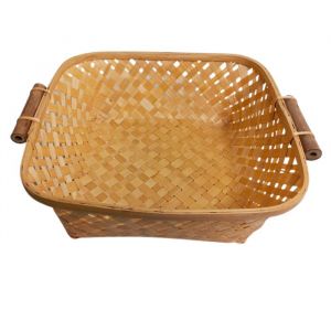 Designer Natural Bamboo Basket with side handle 