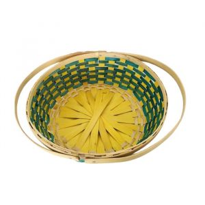 Designer Colored Bamboo Basket with Handle (Round)