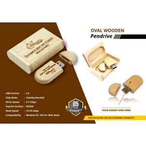High Quality Wooden Oval USB Flash Pen Drive with Wooden Box