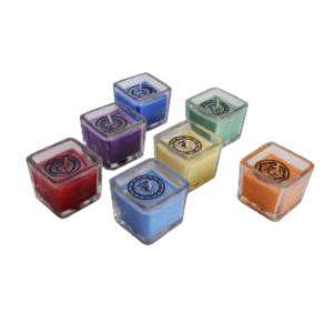 Exclusive Chakra Candle set I Square glass votives (set of 7)