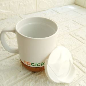 Trendy Corporate Corky Mug with Customization Option White mug with lid 
