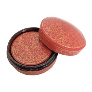 Kashmiri Paper Mache Coasters (Set of 6 with Box - Red)