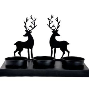 Table Decorative Candle Holders with Deer Shadow Tea Light – Black Main Picture