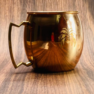 Pure Copper Designed Moscow Mule Mug with Brass Handle (350 ml)