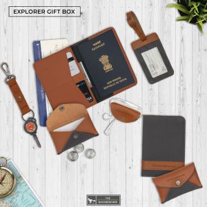Canvas & Vegan Leather Passport Holder Explorer Gift box