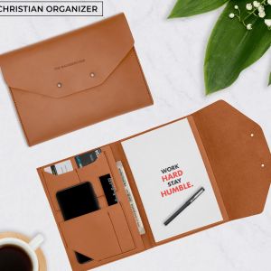 Vegan leather Christian Notebook Organizer with Replaceable Notebook