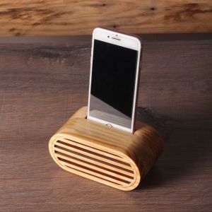 Natural Pine Wood Acoustic speaker cum Mobile holder