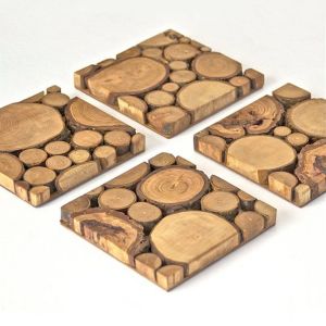Exclusive Log Natural wood Tea Coaster (Set of 4)