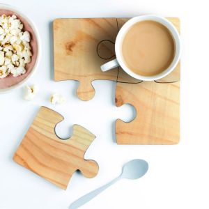 High quality Pine wood Puzzle Tea Coaster (set of 4)