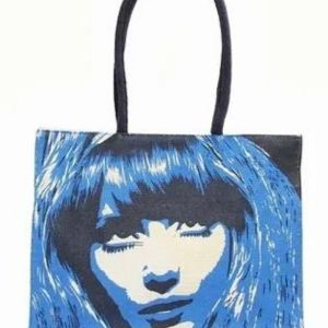 Jute Material Contemporary Style Face Tote Bag