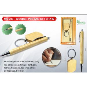 Corporate Gift Set - Wooden Pen & Keychain