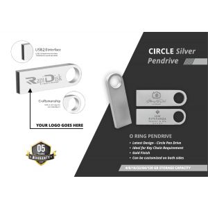 Silver Metal Custom Printed O ring USB Pen Drive