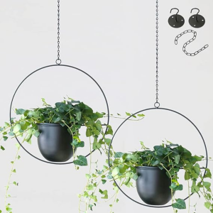 Metal Hanging Planters for Indoor and Outdoor Plants Modern Planter - Black