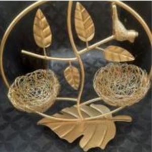 Metal Bird with Nests with Leaf Designed T Light Holder Main view