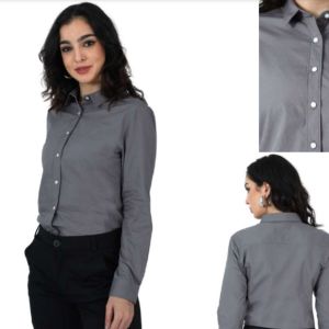 Formal Shirts in Corp Zander Style from Rare Rabbit for Corporate wear, Grey Women Shirt