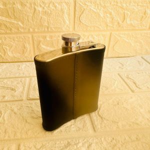 Stylish Steel Hip Flask with Leather Cover