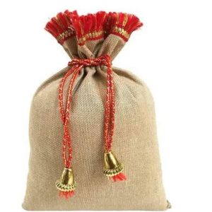 Jute Potli Bag Natural Color with Decorative String