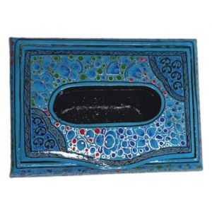 Paper Mache Beautiful Tissue Holder (Blue floral design)