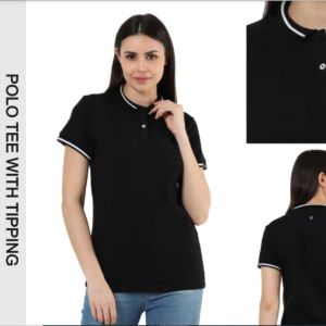 100% Cotton Polo T-Shirt with Tipping from Rare Rabbit. Women Regular Fit
