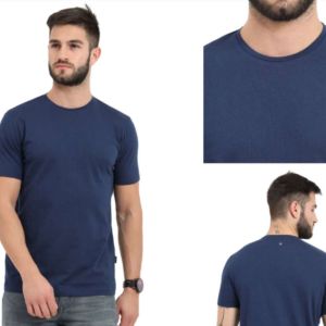 Round Neck T-Shirt from Rare Rabbit with 100% Liquid Cotton Navy Blue