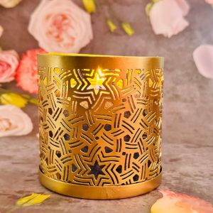 Midnight Magic Diwali Carved Metal Lantern Gold