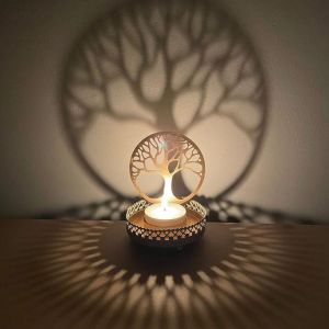 Tree of Life Reflective Metal Tea Light Holder 