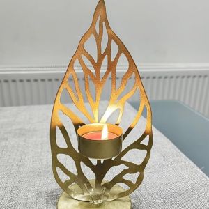 Metal Iron Candle Holders in the Shape of Leaves, Decorative Candle Stand,