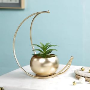 Half Moon Metal Flower Vase - Diwali Gift, Home Decor 