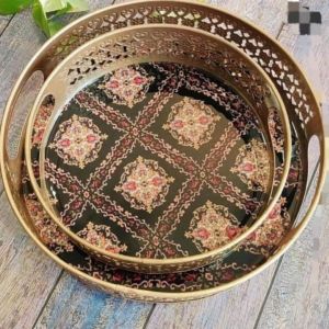 Designer Round Trays made of Pichwai Art 