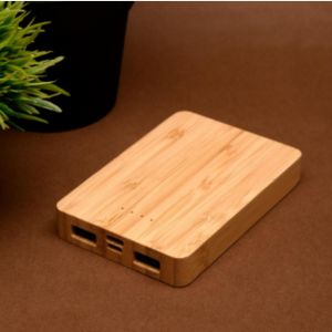 5000 mAh Power Bank integrated with Bamboo made covering 
