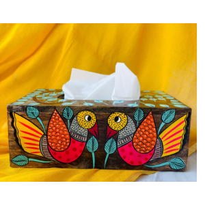 Eco friendly Handpainted Wood Tissue Box
