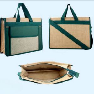 Premium Jute Material Bag with Dual Color Combination front and back view