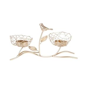 Tree Branch Shaped Tiny Bird Iron Tray with Iron Base Candle Holder Main view