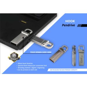 Custom logo Metal With hook USB flash pen drive