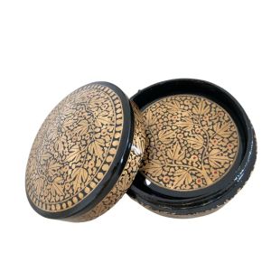 Kashmiri Paper Mache Coasters (Set of 6 with Box - Brown)