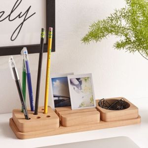 Pine wood Stationery Tray Desk Organizer (Set of 3)