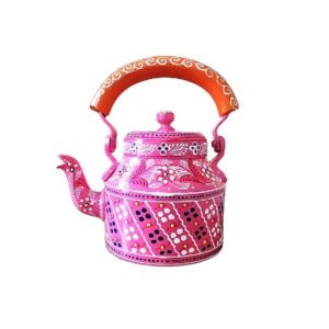 Hand-Painted Aluminum Tea Kettle, 1 Ltr. Capacity, Kalamkari Art