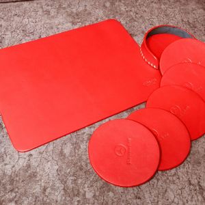 Conference giveaways: Vegan Leather Mouse Pad & Table Coaster