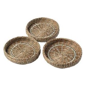 Handcrafted Trio of Natural Wicker Round Baskets