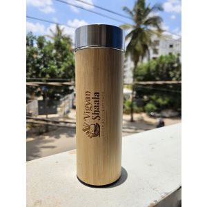 Bamboo Stainless Steel Water Bottle Double wall Hot & Cold 450 ml