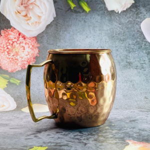 Pure Copper Hammered Moscow Mule Mug with Brass Handle (350 ml)