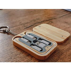 Eco-Friendly Multi-Function Cable Kit – Bamboo Case Keychain