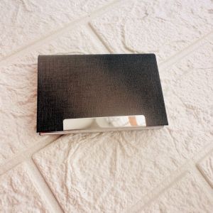 Stainless Steel Personalized Business Card Holder Black front view