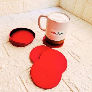 High Quality Upcycled leather Tea coasters, Gorgeous red 
