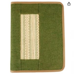  Jute Professional File Folder, Zipper Organizer for Corporate Meetings, Bottle green combination 