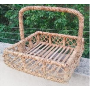 Handcrafted Eco-Friendly Jute & Bamboo Basket Tray with Handle
