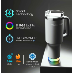 AquaMinder Smart Insulated Mug with RGB Lights & Hydration Reminders - 1200 ml