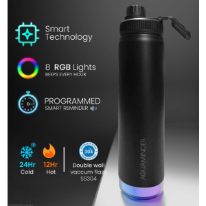 AquaMinder Smart Sports Flask with RGB Lights & Hydration Alerts - 750 ml
